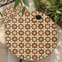 EMINZA Table bistrot ronde pliable en mosaïque (D58 cm) Madrid Marron New