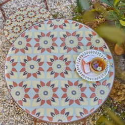 #N/A Table bistrot ronde pliable en mosaïque (D58 cm) Lyon Marron