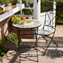 EMINZA Table bistrot ronde pliable en mosaïque (D58 cm) Athènes Beige Discount
