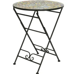 #N/A Table bistrot ronde pliable en mosaïque (D60 cm) Braga Multicolore Sale
