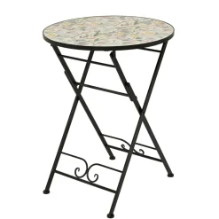 EMINZA Table bistrot ronde pliable en faïence (D58 cm) Lisse Pastel Multicolore Sale