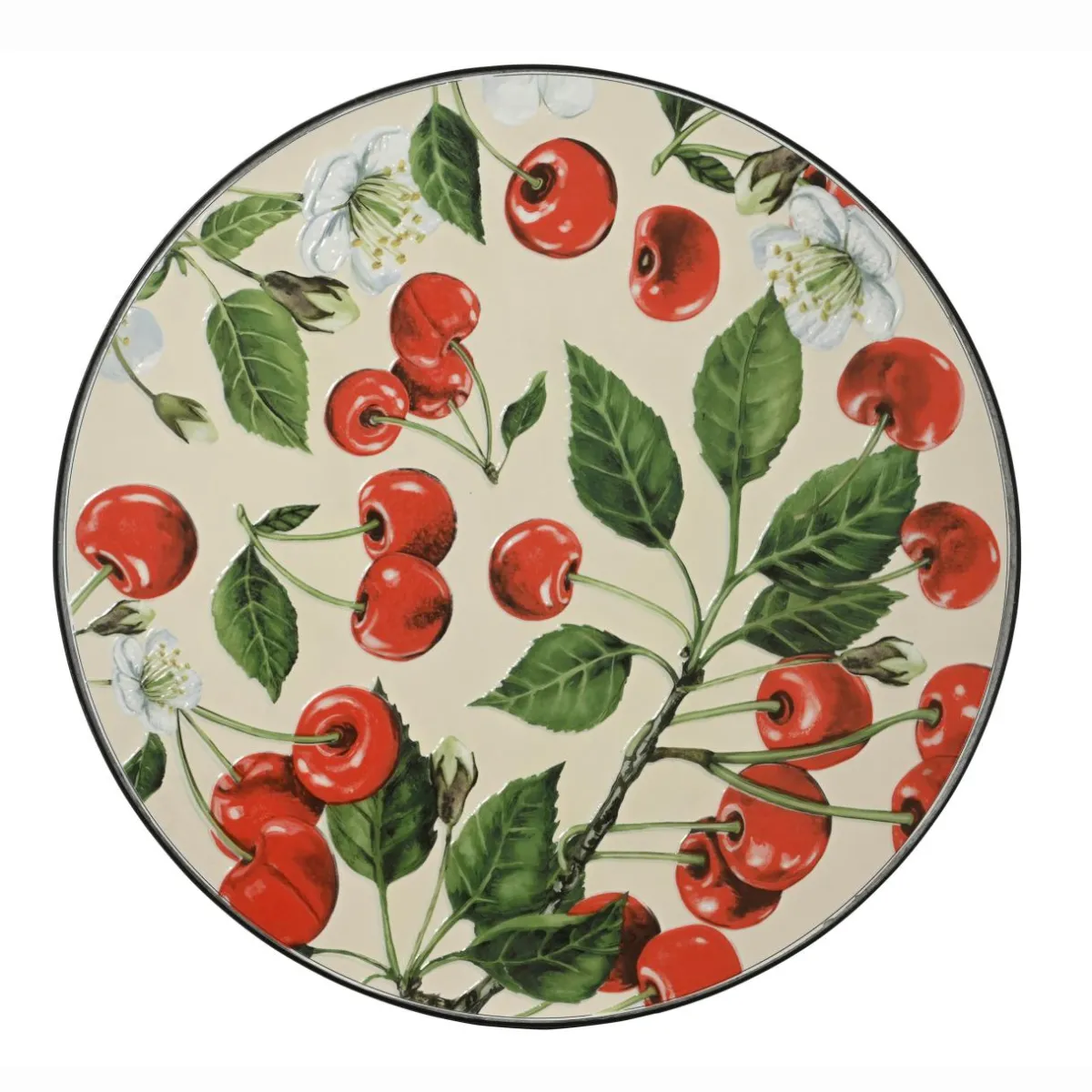 EMINZA Table bistrot ronde pliable en faïence (D58 cm) Munich Rouge