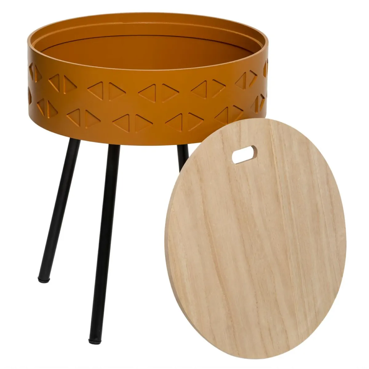 ATMOSPHERA Table coffre en bois (H45 cm) Shiro Jaune moutarde Sale