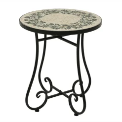 EMINZA Table d'appoint ronde en mosaïque (H46 x D39 cm) Athènes Beige Hot
