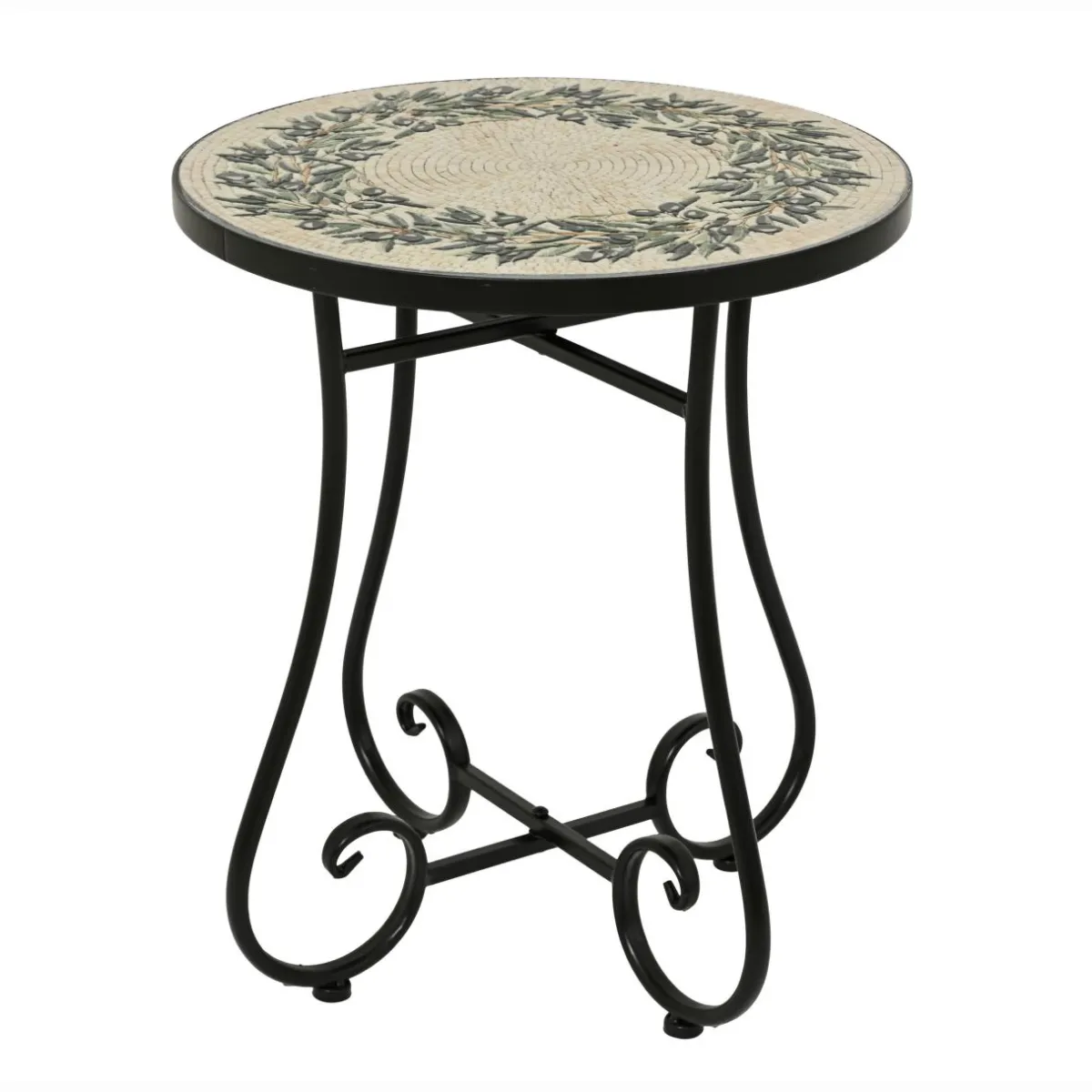 EMINZA Table d'appoint ronde en mosaïque (H46 x D39 cm) Athènes Beige Hot