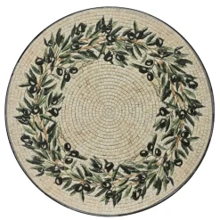 EMINZA Table d'appoint ronde en mosaïque (H46 x D39 cm) Athènes Beige Hot