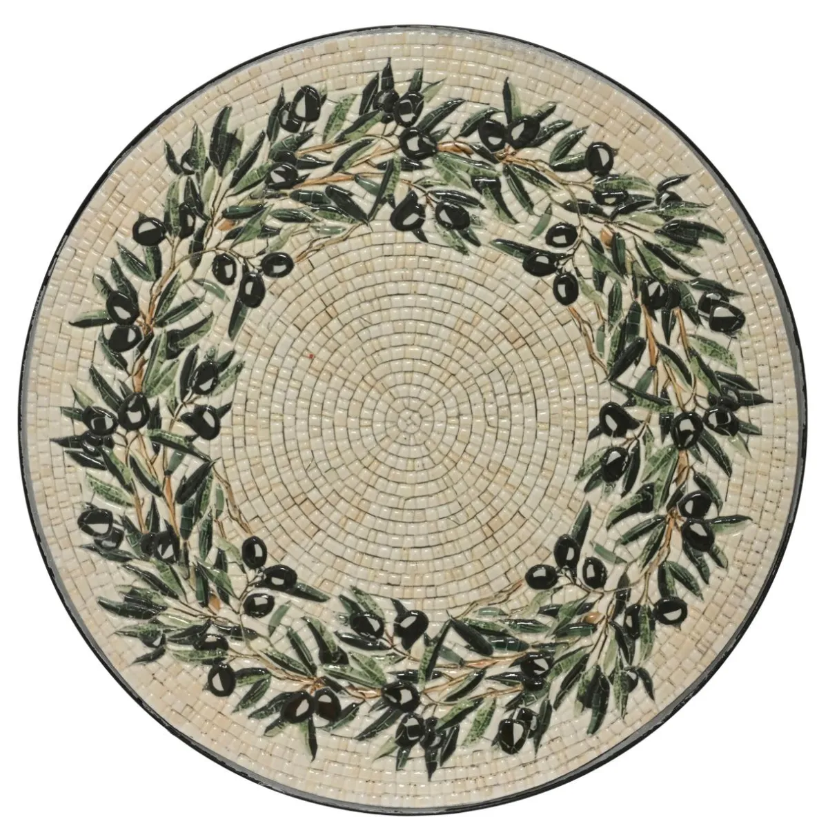 EMINZA Table d'appoint ronde en mosaïque (H46 x D39 cm) Athènes Beige Hot