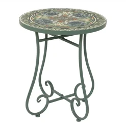 EMINZA Table d'appoint ronde en mosaïque (H46 x D39 cm) Cancùn Vert sauge Discount