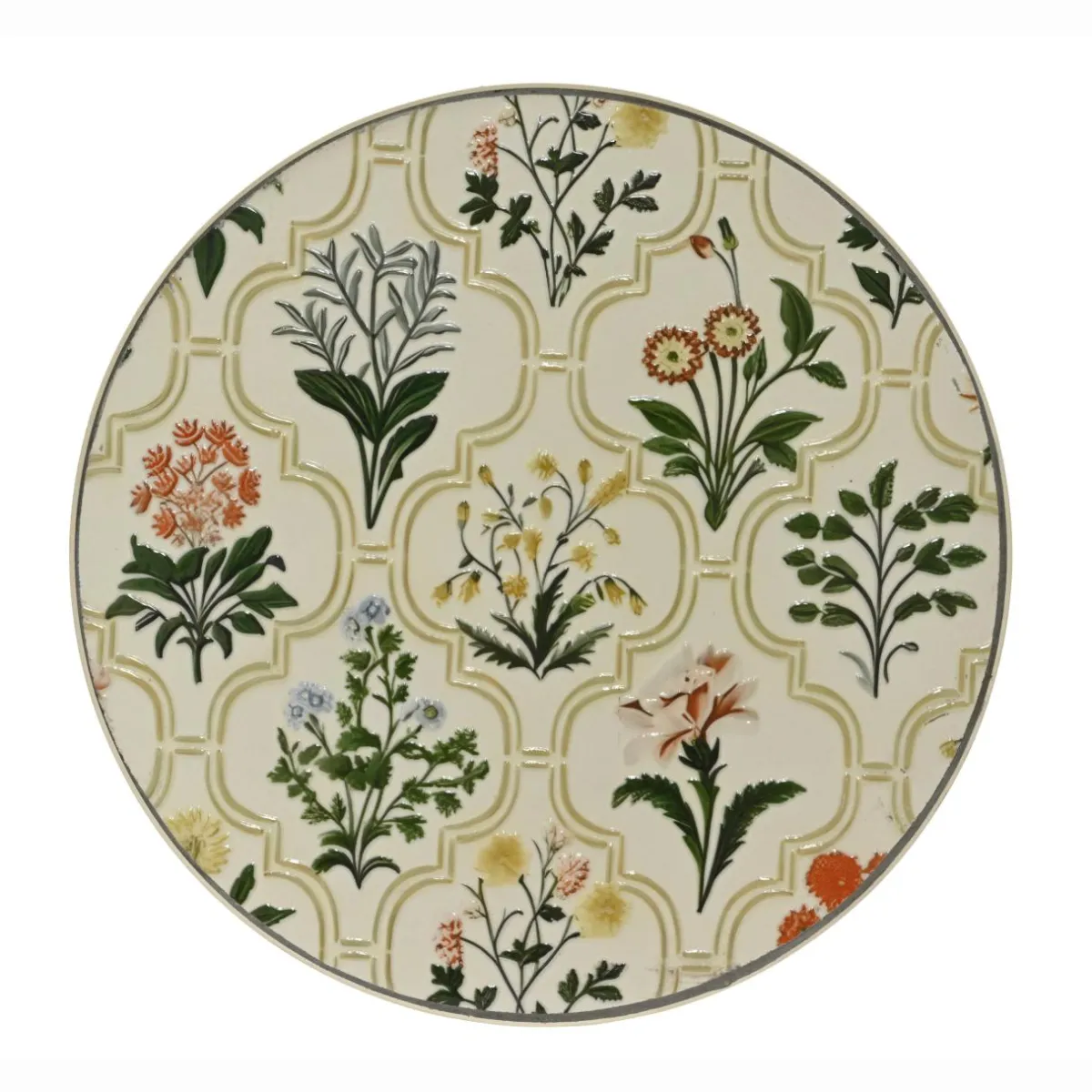 EMINZA Table d'appoint ronde en mosaïque (H46 x D39 cm) Coimbra Crème Beige Discount