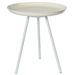 #N/A Table d'appoint ronde (H43 cm) Plateau émaillé Crème Beige Clearance