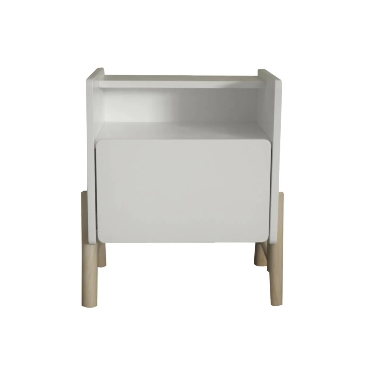 EMINZA Table de chevet avec tiroir enfant bois (H49 cm) Gabin he Blanc Outlet