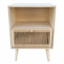 EMINZA Table de chevet bois et corde de chanvre (H55 cm) Manille niche Beige Clearance