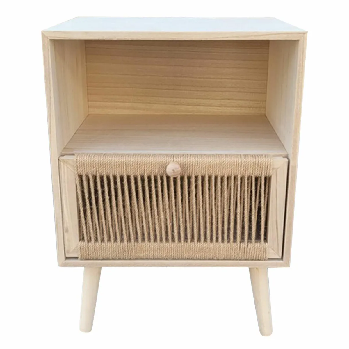 EMINZA Table de chevet bois et corde de chanvre (H55 cm) Manille niche Beige Clearance