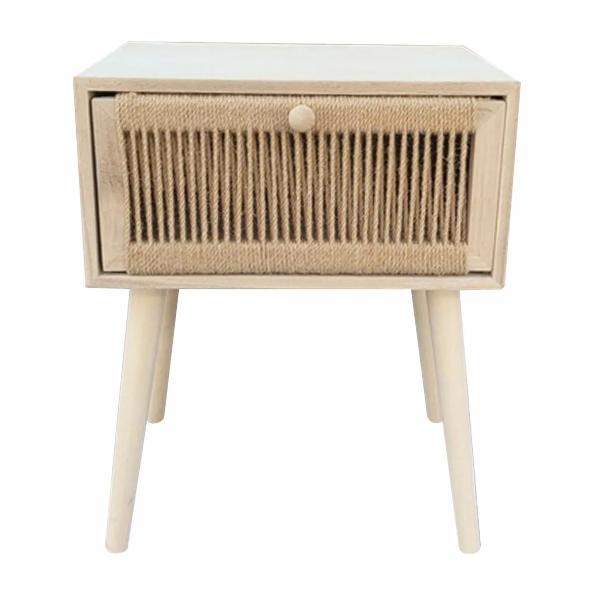 EMINZA Table de chevet bois et cordes de chanvre (H58 cm) Manille tiroir Beige Best