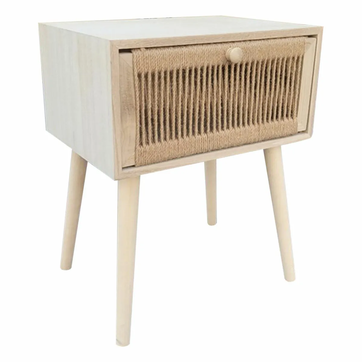 EMINZA Table de chevet bois et cordes de chanvre (H58 cm) Manille tiroir Beige Best