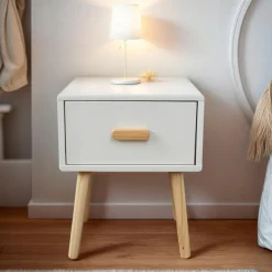 EMINZA Table de chevet enfant 1 tiroir bois (H44 cm) Livio Blanc