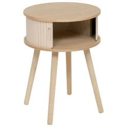 Atmosphera, cru017dateur d'intu017drieur Table de chevet ronde en bois (H54 cm) Nysos Crème Beige Discount
