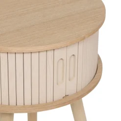 Atmosphera, cru017dateur d'intu017drieur Table de chevet ronde en bois (H54 cm) Nysos Crème Beige Discount