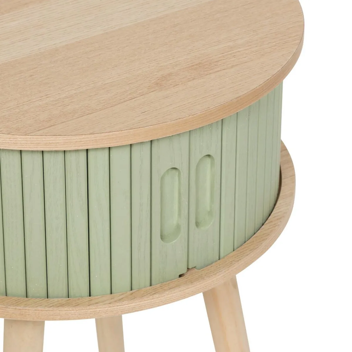 Atmosphera, cru017dateur d'intu017drieur Table de chevet ronde en bois (H54 cm) Nysos Vert d'eau Vert d'eau Sale