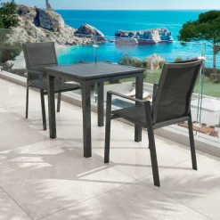 MOBELLIA Table de jardin carrée aluminium 4 places (70 x 70 cm) Murano Gris Anthracite Sale