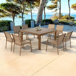 MOBELLIA Table de jardin carrée aluminium 8 places (136 x 136 cm) Murano Bronze Best