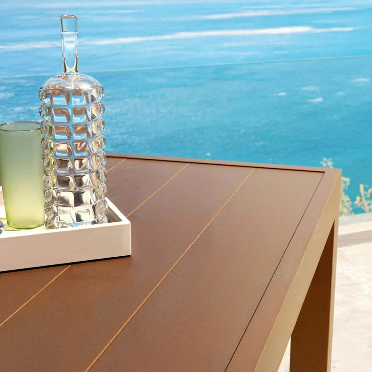 MOBELLIA Table de jardin carrée aluminium 8 places (136 x 136 cm) Murano Bronze Best