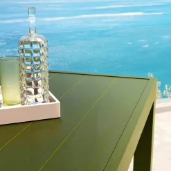 MOBELLIA Table de jardin carrée aluminium 8 places (136 x 136 cm) Murano Vert olive