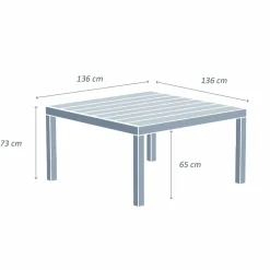MOBELLIA Table de jardin carrée aluminium 8 places (136 x 136 cm) Murano Gris Anthracite Sale