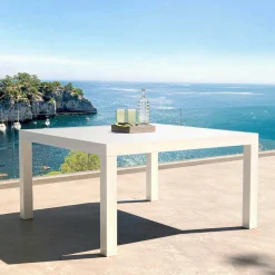 MOBELLIA Table de jardin carrée aluminium 8 places (136 x 136 cm) Murano Blanc Discount