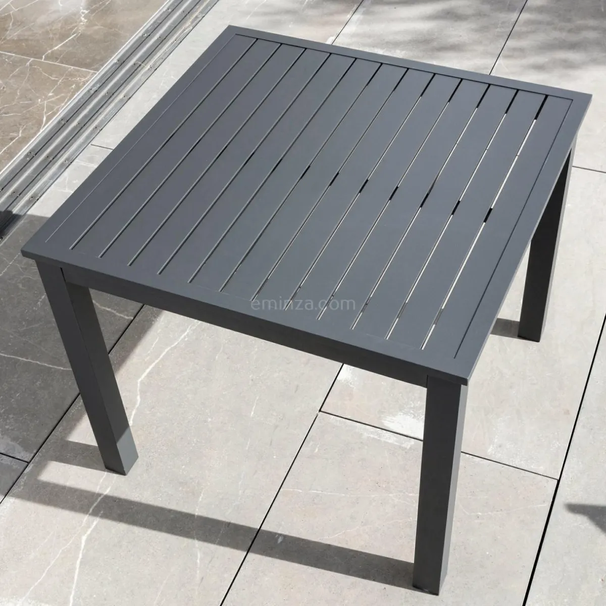 MOBELLIA Table de jardin carrée en aluminium 4 places (89 x 89 cm) Murano Gris Anthracite Best
