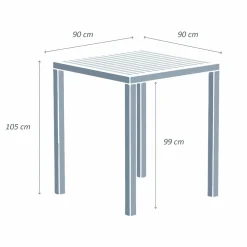 MOBELLIA Table de jardin carrée haute aluminium 4 places (90 x H105 cm) Murano Blanc