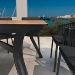 MOBELLIA Table de jardin en aluminium 8 places (200 x 90 cm) Amalfi Gris Anthracite Best