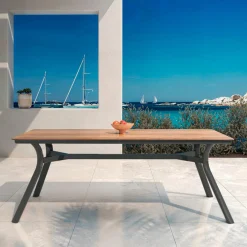 MOBELLIA Table de jardin en aluminium 8 places (200 x 90 cm) Amalfi Gris Anthracite Best