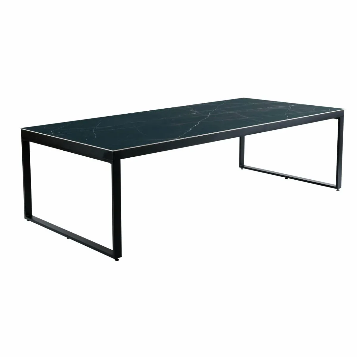 MOBELLIA Table de jardin en aluminium et céramique 10 places (240 x 120 cm) Kore Noir marbré New
