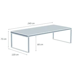MOBELLIA Table de jardin en aluminium et céramique 10 places (240 x 120 cm) Kore Noir marbré New