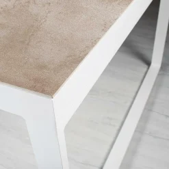 MOBELLIA Table de jardin en aluminium et céramique 10 places (240 x 120 cm) Kore Blanc et Beige Discount
