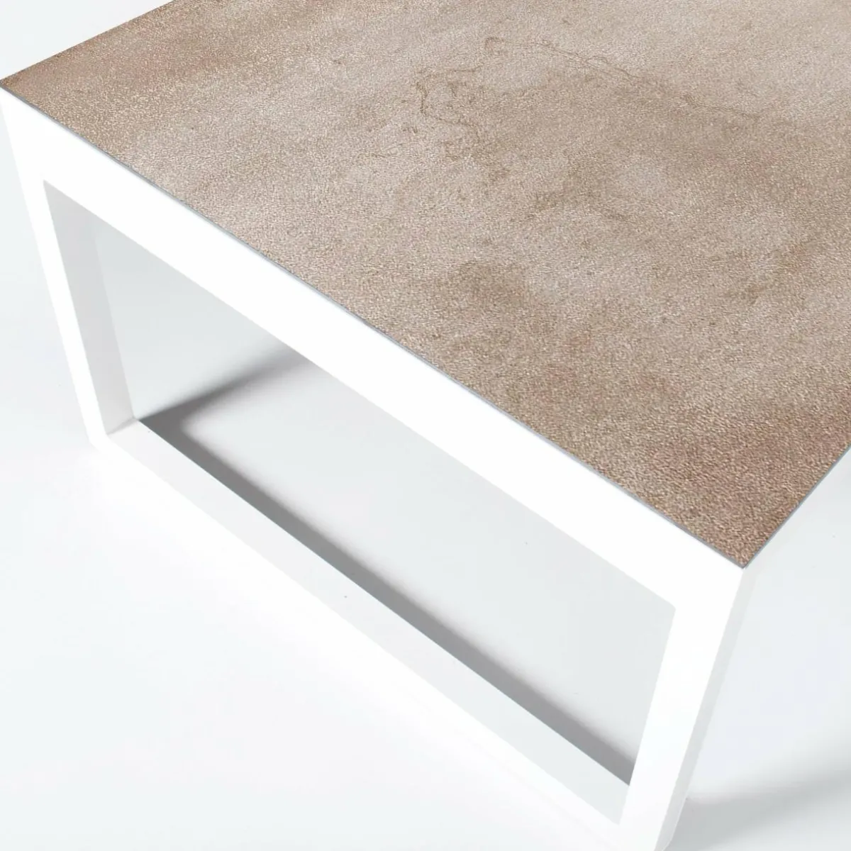 MOBELLIA Table de jardin en aluminium et céramique 10 places (240 x 120 cm) Kore Blanc et Beige Discount