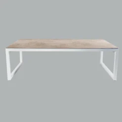 MOBELLIA Table de jardin en aluminium et céramique 10 places (240 x 120 cm) Kore Blanc et Beige Discount