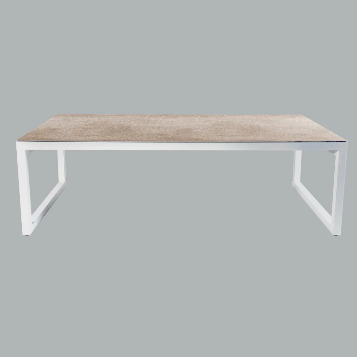 MOBELLIA Table de jardin en aluminium et céramique 10 places (240 x 120 cm) Kore Blanc et Beige Discount