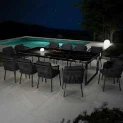 MOBELLIA Table de jardin en aluminium et céramique 12 places (260 x 120 cm) Kore Noir marbré Online