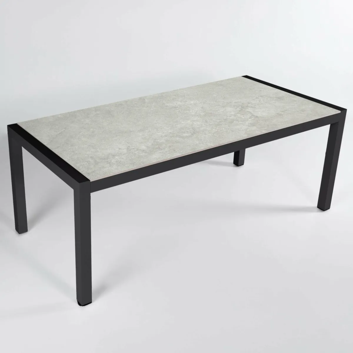 MOBELLIA Table de jardin en aluminium et céramique 8 places (180 x 90 cm) Modena Gris clair Outlet