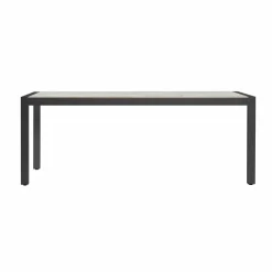 MOBELLIA Table de jardin en aluminium et céramique 8 places (180 x 90 cm) Modena Gris clair Outlet