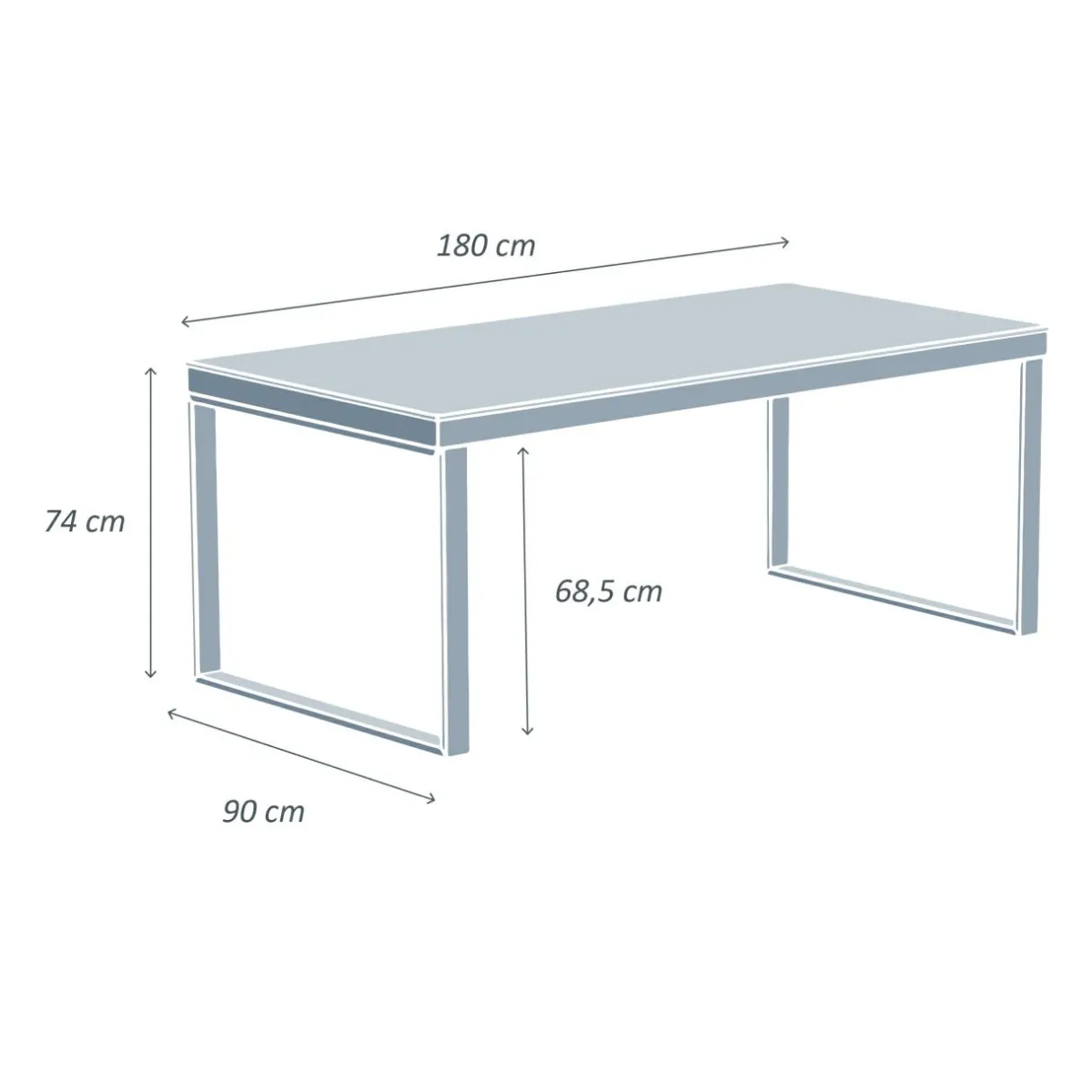 MOBELLIA Table de jardin en aluminium et céramique 8 places (180 x 90 cm) Kore Gris Anthracite Sale