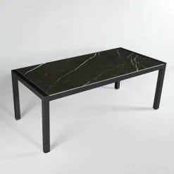 MOBELLIA Table de jardin en aluminium et céramique 8 places (180 x 90 cm) Modena Noir marbré Clearance