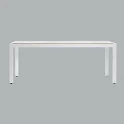 MOBELLIA Table de jardin en aluminium et céramique 8 places (180 x 90 cm) Modena Blanc New