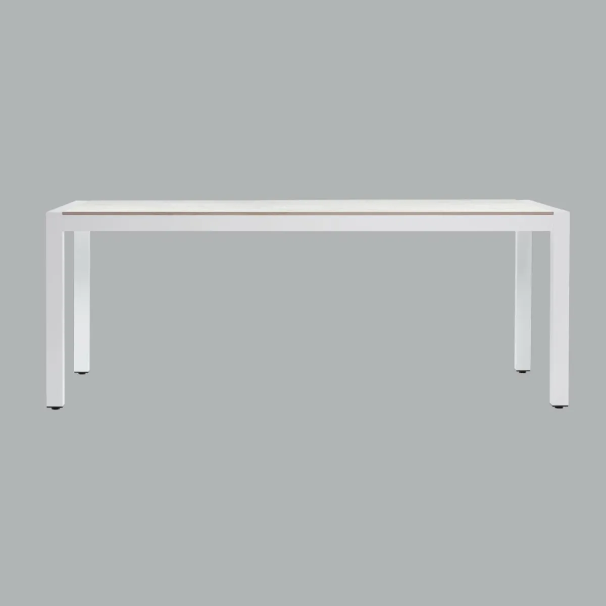 MOBELLIA Table de jardin en aluminium et céramique 8 places (180 x 90 cm) Modena Blanc New