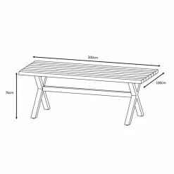 MOBELLIA Table de jardin en aluminium et bois teck 8 places (200 x 100 cm) Bali Gris Anthracite Hot