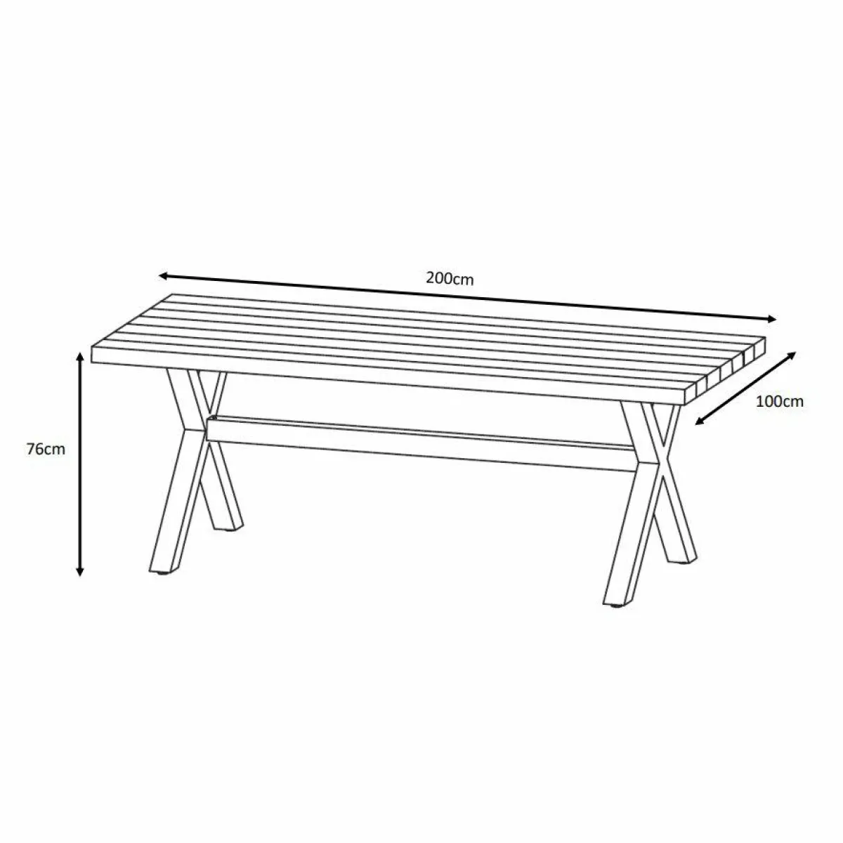 MOBELLIA Table de jardin en aluminium et bois teck 8 places (200 x 100 cm) Bali Gris Anthracite Hot