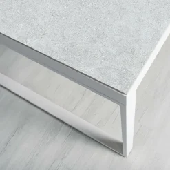 MOBELLIA Table de jardin en aluminium et céramique 12 places (260 x 120 cm) Kore Blanc et Gris clair Discount