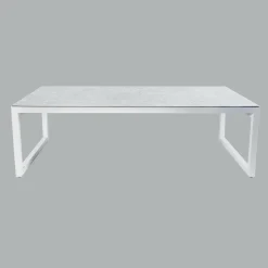 MOBELLIA Table de jardin en aluminium et céramique 12 places (260 x 120 cm) Kore Blanc et Gris clair Discount
